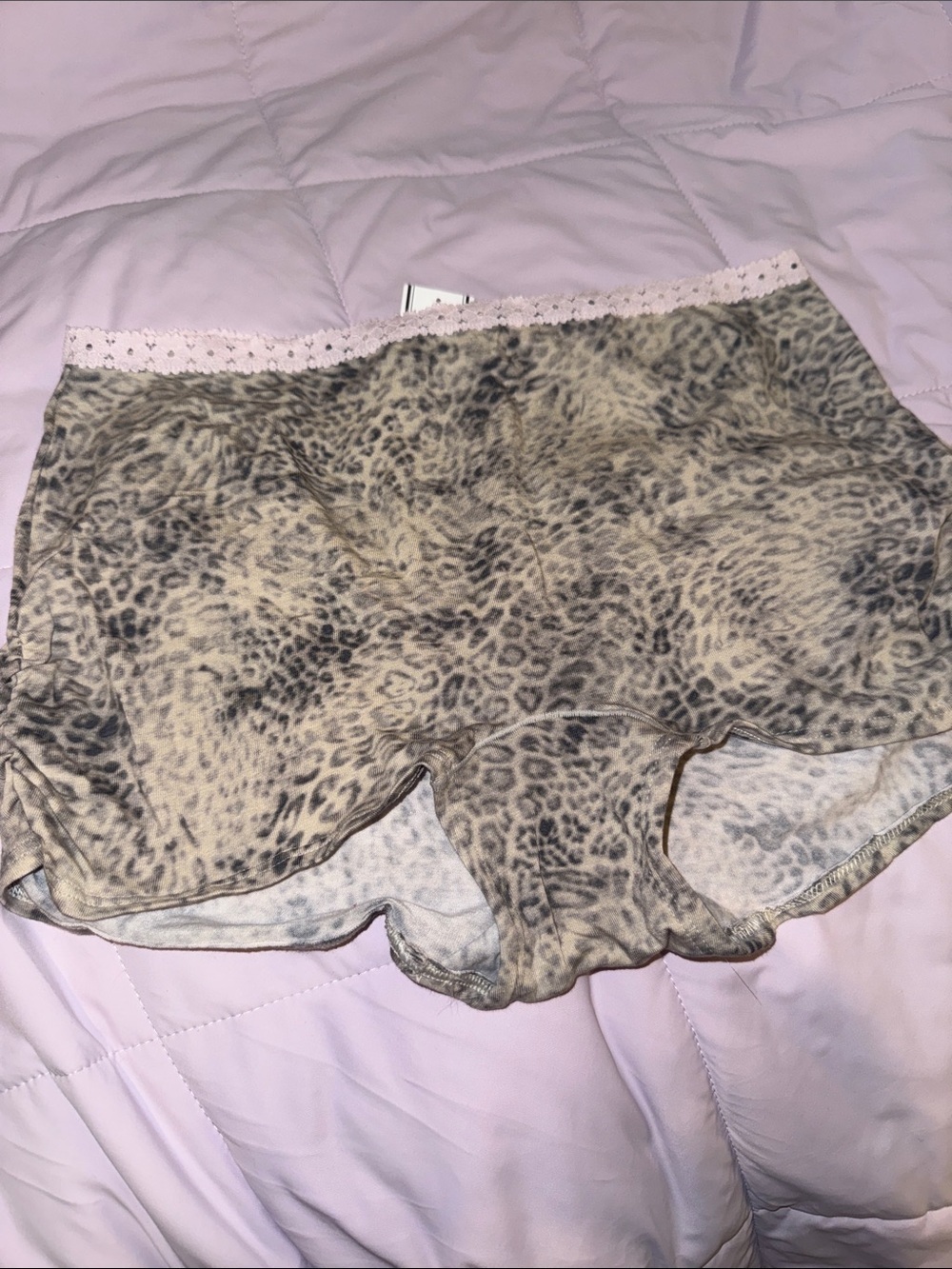 NWT PINK Victoria’s Secret Animal Print Pink Lace Trim Boy Short Panty